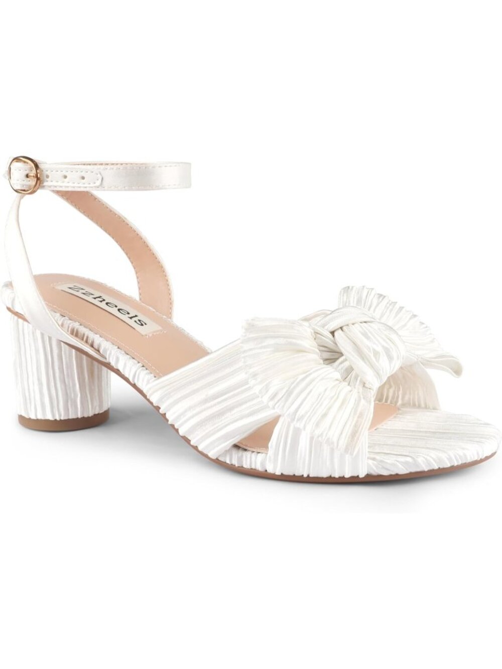 🆕Women's Bright White Bow Heels Ankle Strap Block Heel Sandals Wedding Shoes